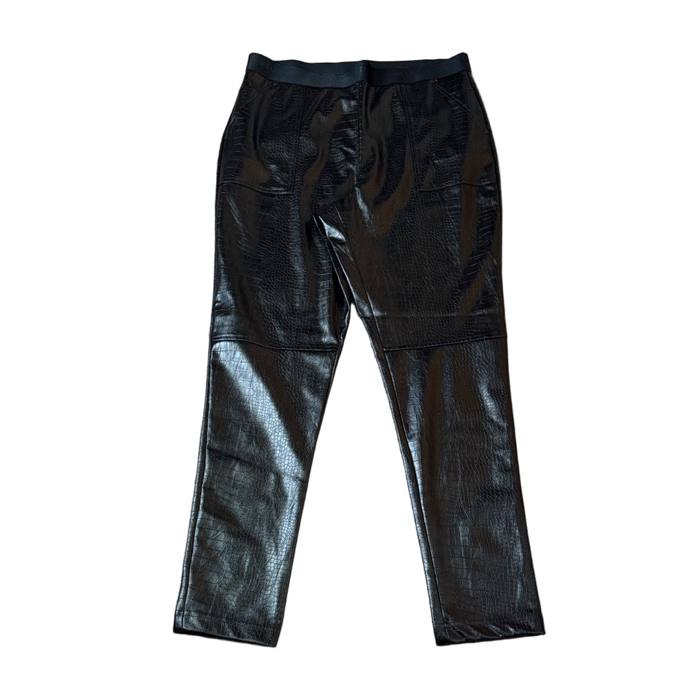 Karl Lagerfield Paris Black Faux Animal Skin Pleather Leggings SIZE M